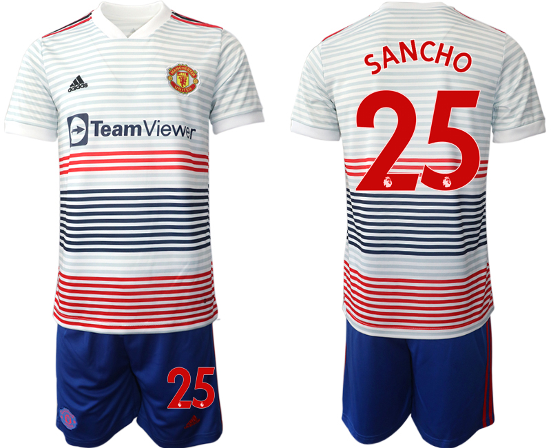 Men 2022-2023 Club Manchester United away white #25 Adidas Soccer Jersey